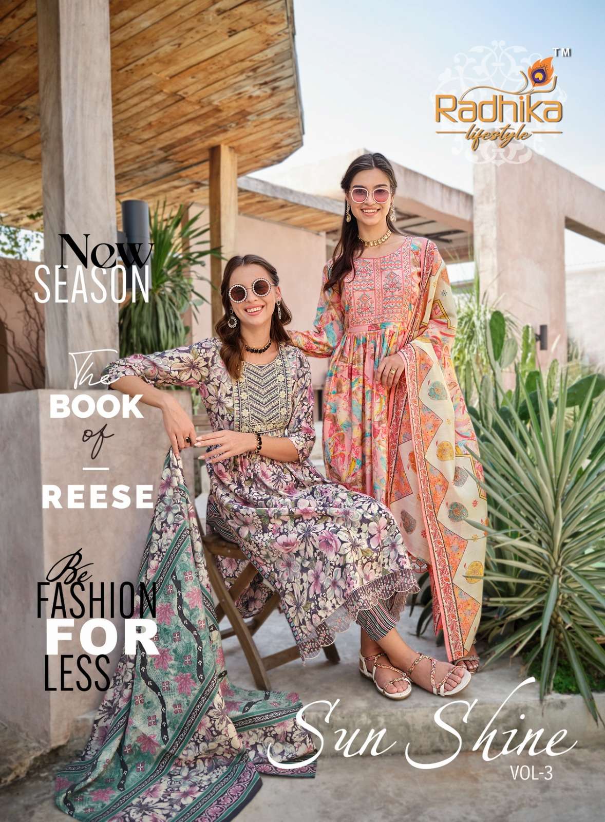 SUNSHINE VOL-3 BY RADHIKA LIFESTYLE 3001 TO 3008 SERIES MUSLIN PRINT WORK READYMADE DRESSES