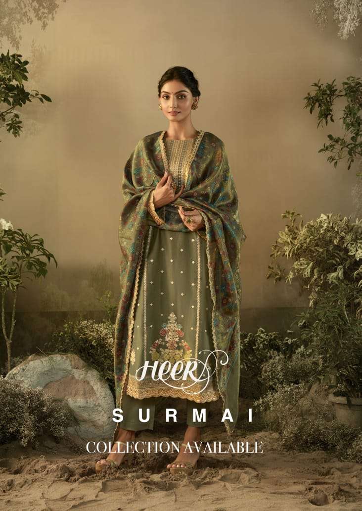 SURMAI BY HEER 9241 TO 9246 SERIES PURE BANARASI SILK HEAVY WORK DRESSES