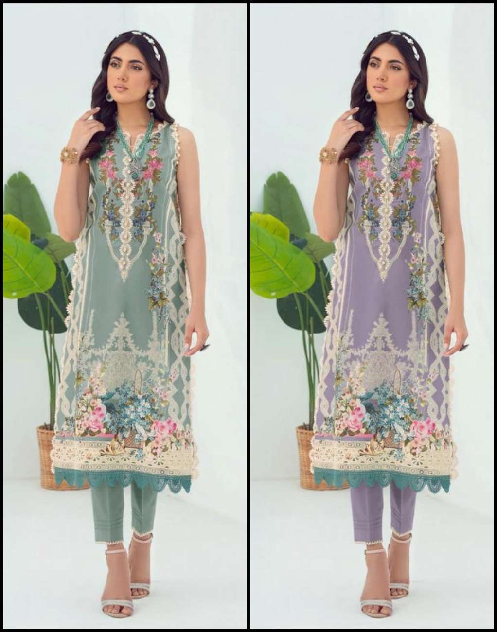 TAJ 484 & 486 NX BY TAJ CREATION PURE COTTON PRINT EMBROIDERY WORK PAKISTANI DRESSES