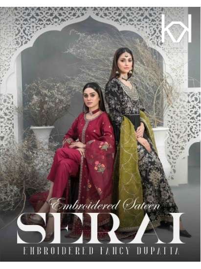 TAWAKKAL SERAI BY AQSAWHOLESALE SATEEN HEAVY WORK ORIGINAL PAKISTANI DRESSES