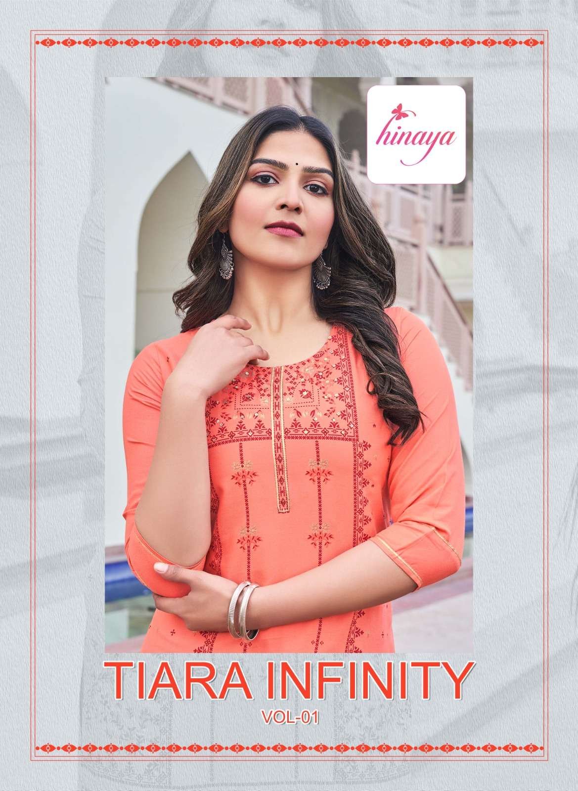 TIARA INFINITY BY HINAYA 1001 TO 1008 SERIES RAYON PRINT WORK KURTIS