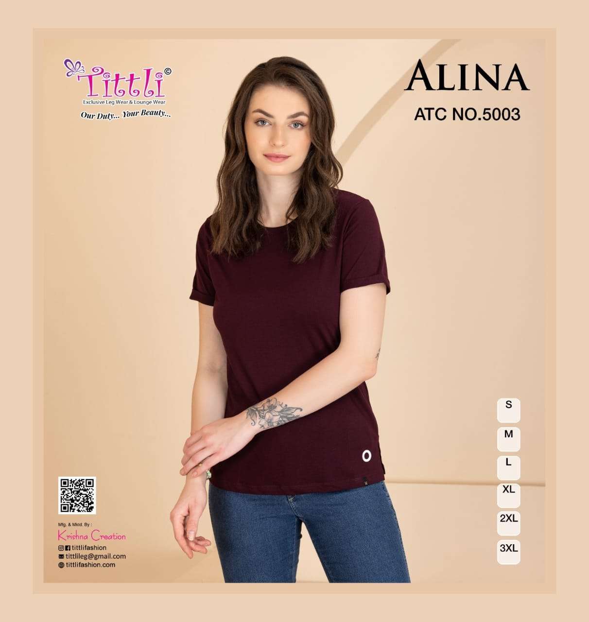 TITTLI ALINA BY AQSAWHOLESALE HOSEIRY COTTON PRINT T-SHIRT