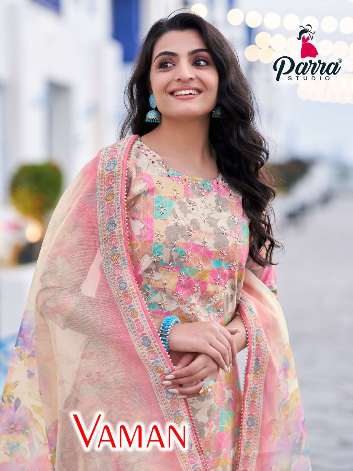 VAMAN BY PARRA STUDIO 1001 TO 1005 SERIES MODAL CHANDERI PRINT WORK READYMADE DRESSES