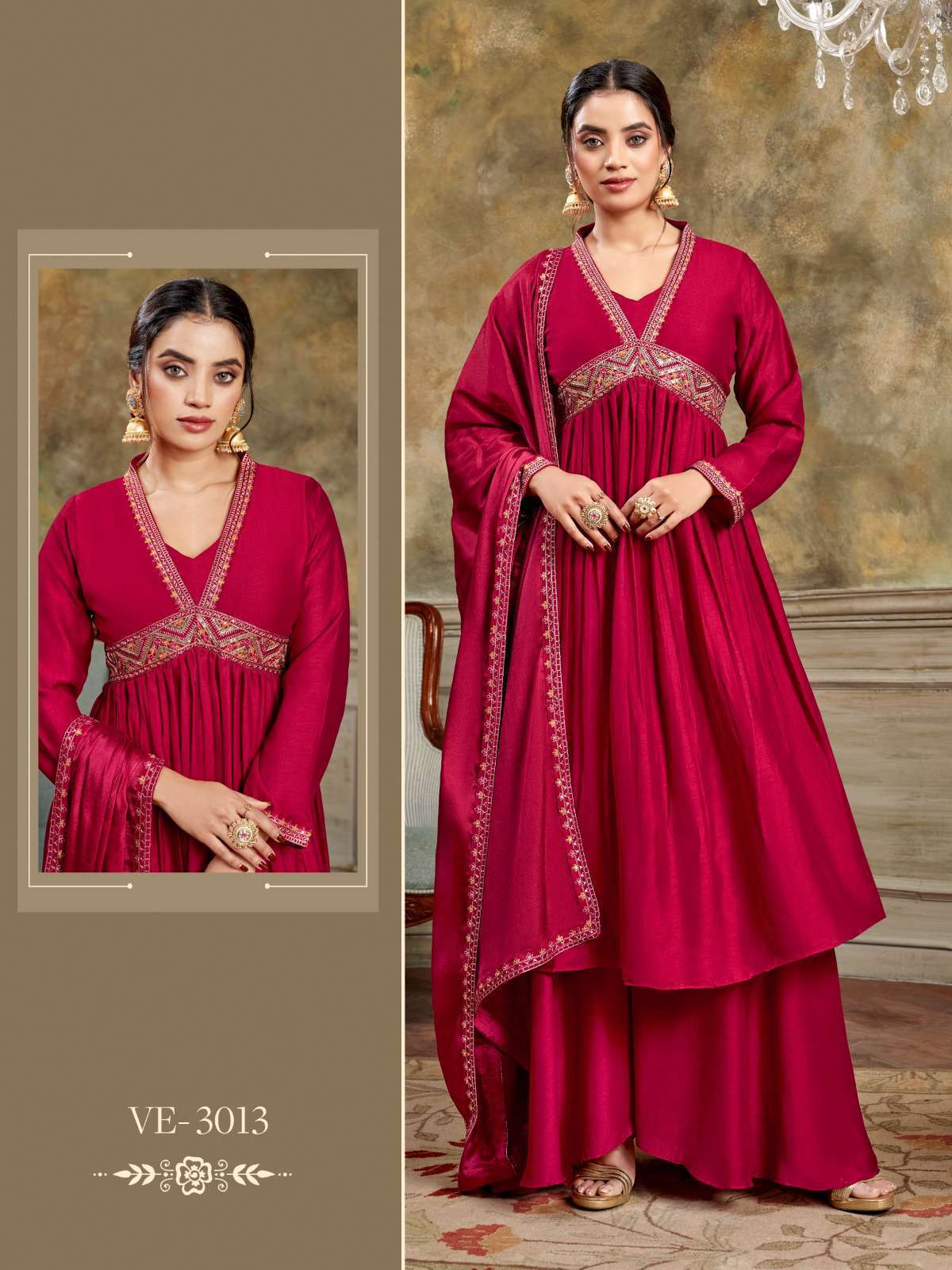 VE-3011 TO VE-3014 SERIES BY LADIES FLAVOUR VICHITRA FABRIC WORK READYMADE DRESSES