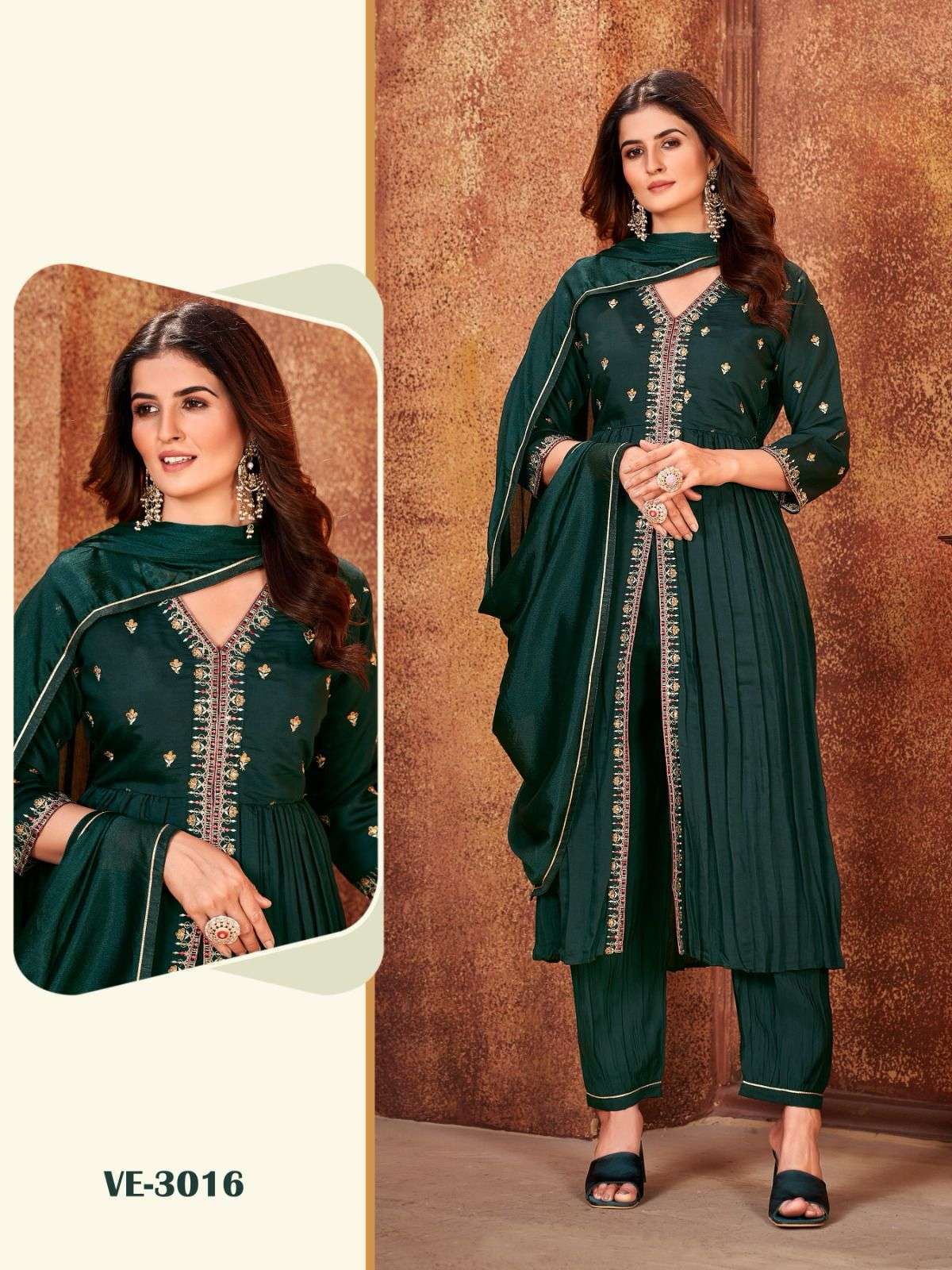 VE-3015 AND VE-3016 BY LADIES FLAVOUR ROMAN SILK HEAVY WORK READYMADE DRESSES