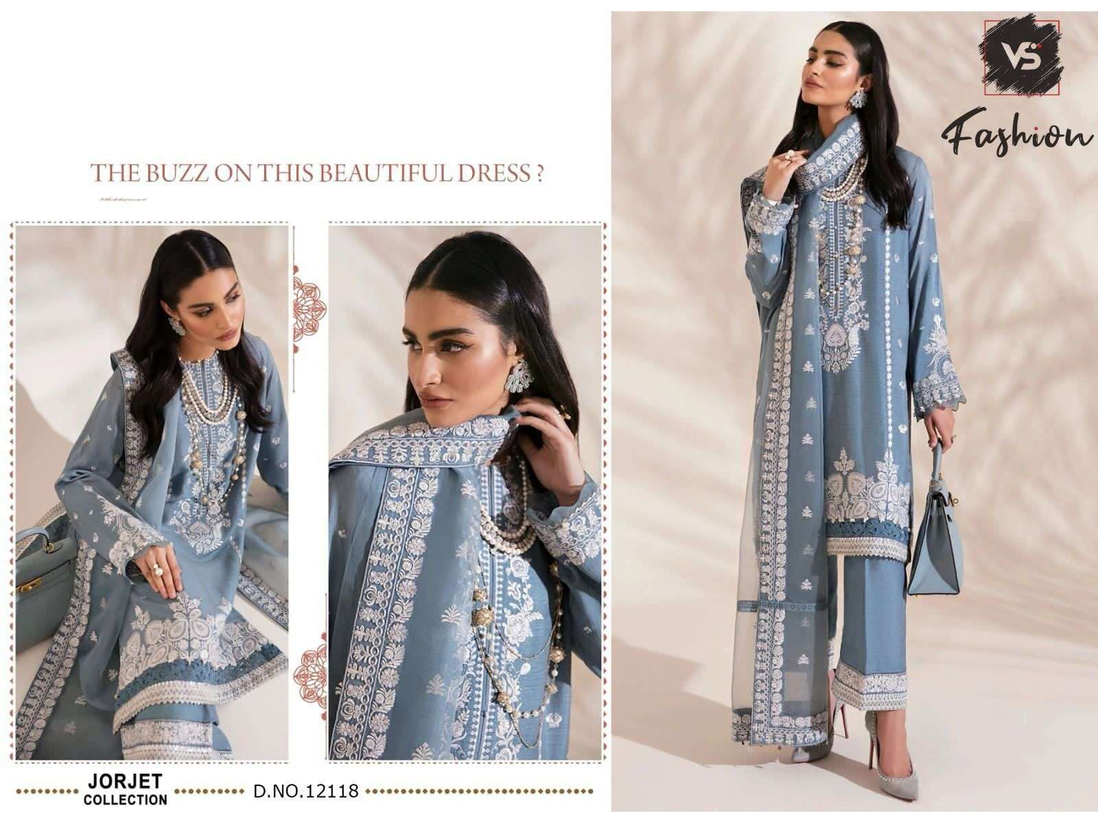 VS 12118 HIT DESIGN BY VS FASHION GEORGETTE EMBROIDERY WORK PAKISTANI DRESS