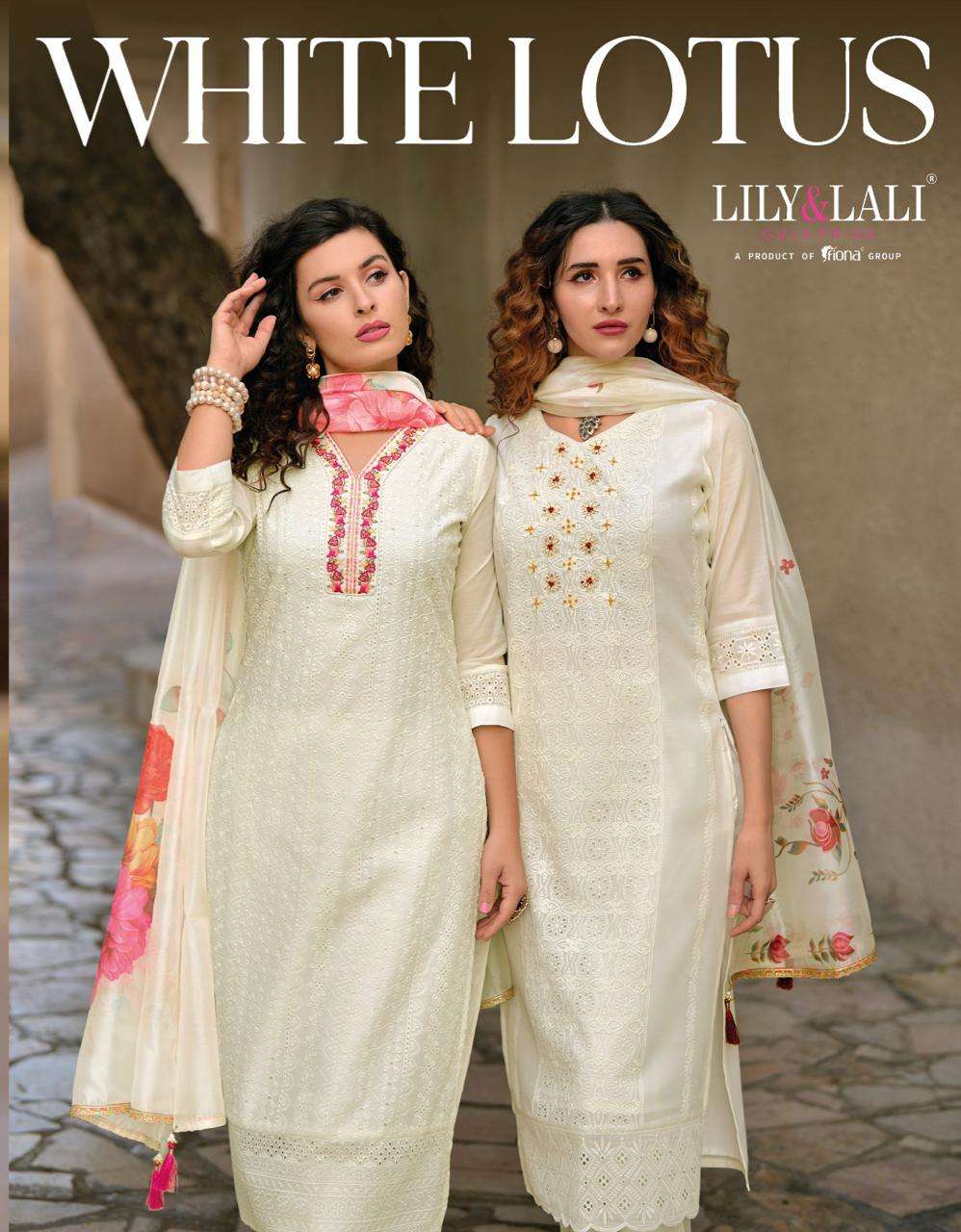 WHITE LOTUS BY LILY & LALI 16301 TO 16306 SERIES CHANDERI SILK HAND WORK READYMADE DRESSES