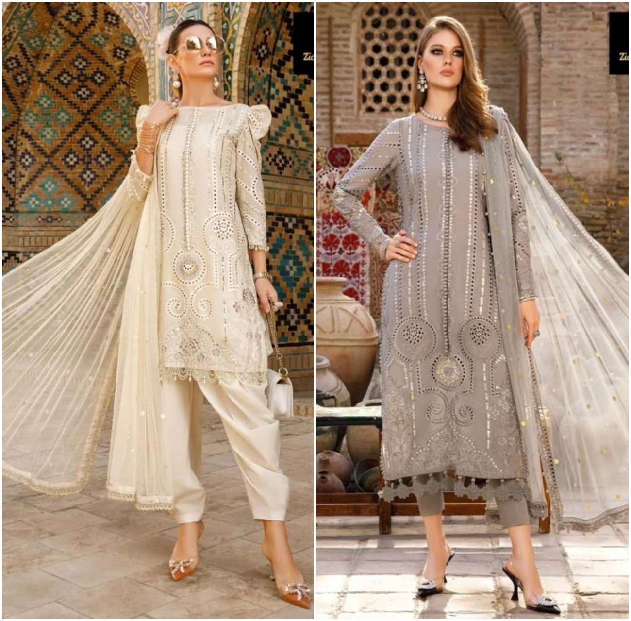 Z-239 AND Z-340 HITS BY ZIAAZ DESIGNS COTTON EMBROIDERY WORK PAKISTANI DRESSES