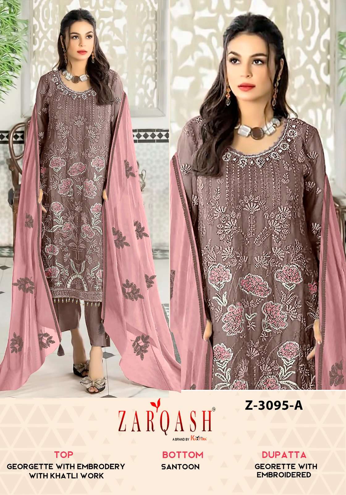 Z-3095 COLOURS BY ZARQASH 3095-A TO 3095-D SERIES GEORGETTE HEAVY WORK PAKISTANI DRESSES