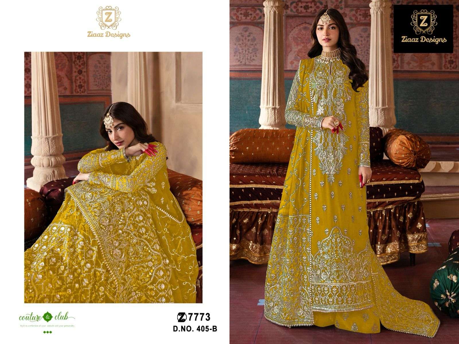 Z-405 B HIT DESIGN BY ZIAAZ DESIGNS GEORGETTE EMBROIDERY WORK PAKISTANI DRESS