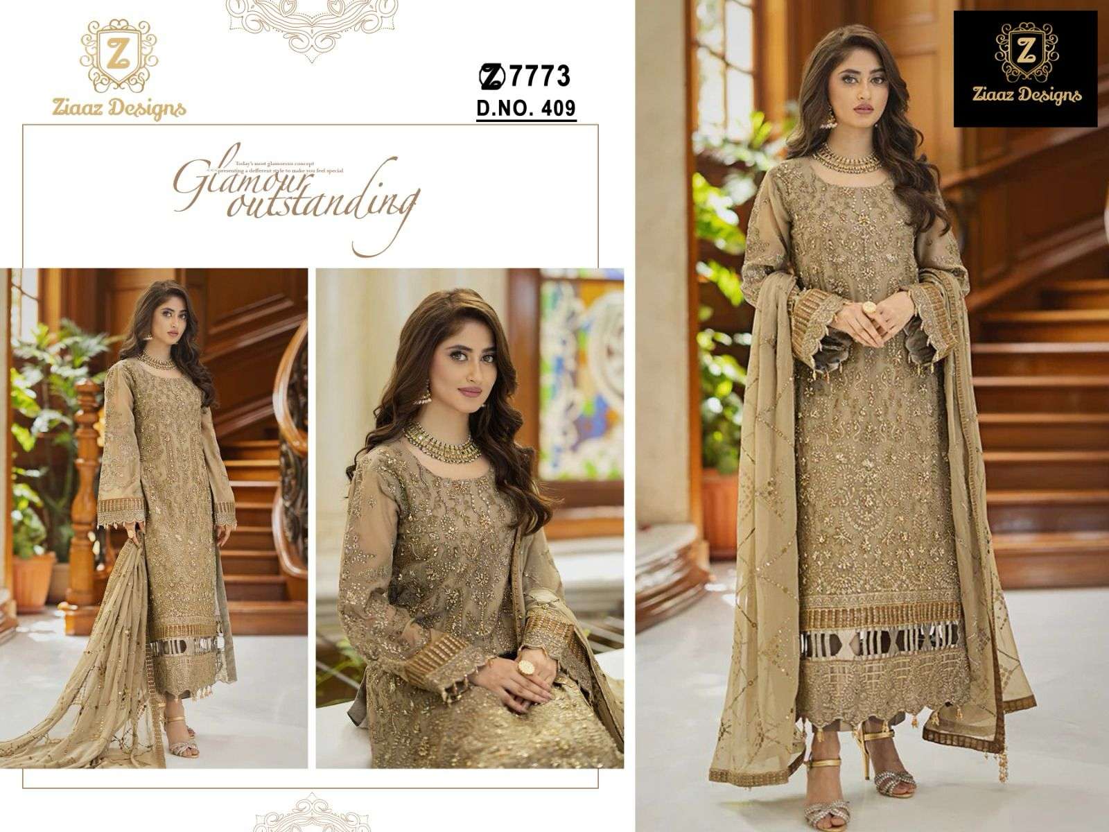 Z-409 HIT DESIGN BY ZIAAZ DESIGNS GEORGETTE HEAVY EMBROIDERY WORK PAKISTANI DRESS