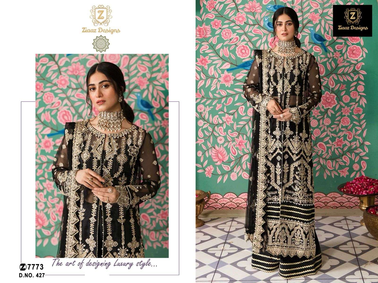 Z-427 HIT DESIGN BY ZIAAZ DESIGNS ORGANZA HEAVY EMBROIDERY WORK PAKISTANI DRESS