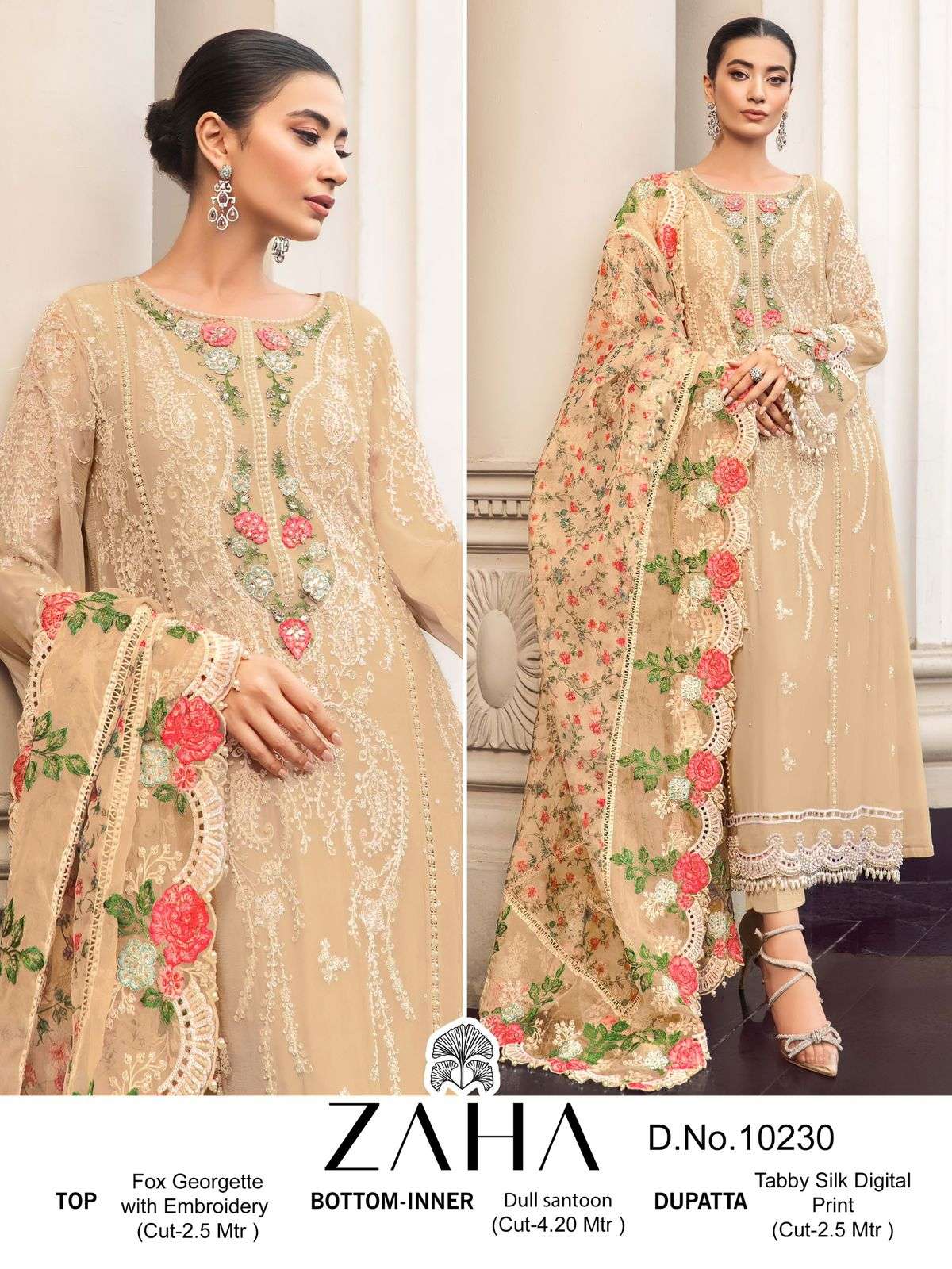 ZAHA 10230 HIT DESIGN BY ZAHA GEORGETTE HEAVY EMBROIDERY WORK PAKISTANI DRESS