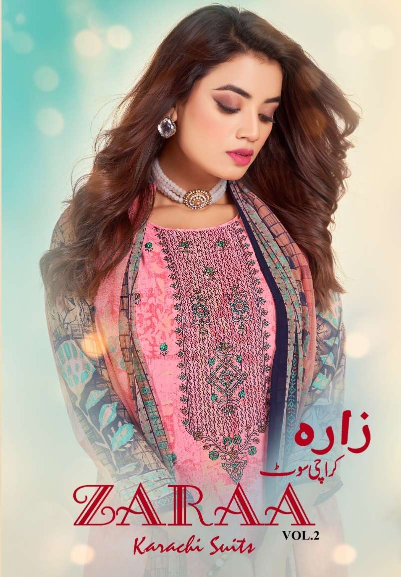 ZARAA VOL-2 BY AQSAWHOLESALE 2001 TO 2008 SERIES CREPE PRINT WORK DRESSES