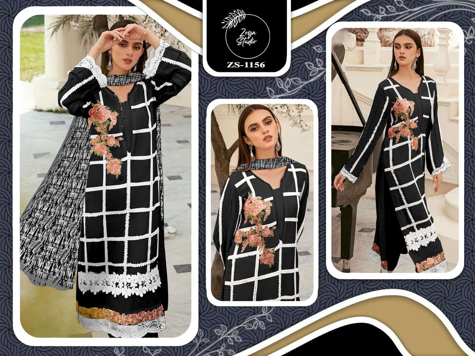 ZS-1156 COLORS BY ZOYA STUDIO GEORGETTE PRINT EMBROIDERY WORK READYMADE DRESSES