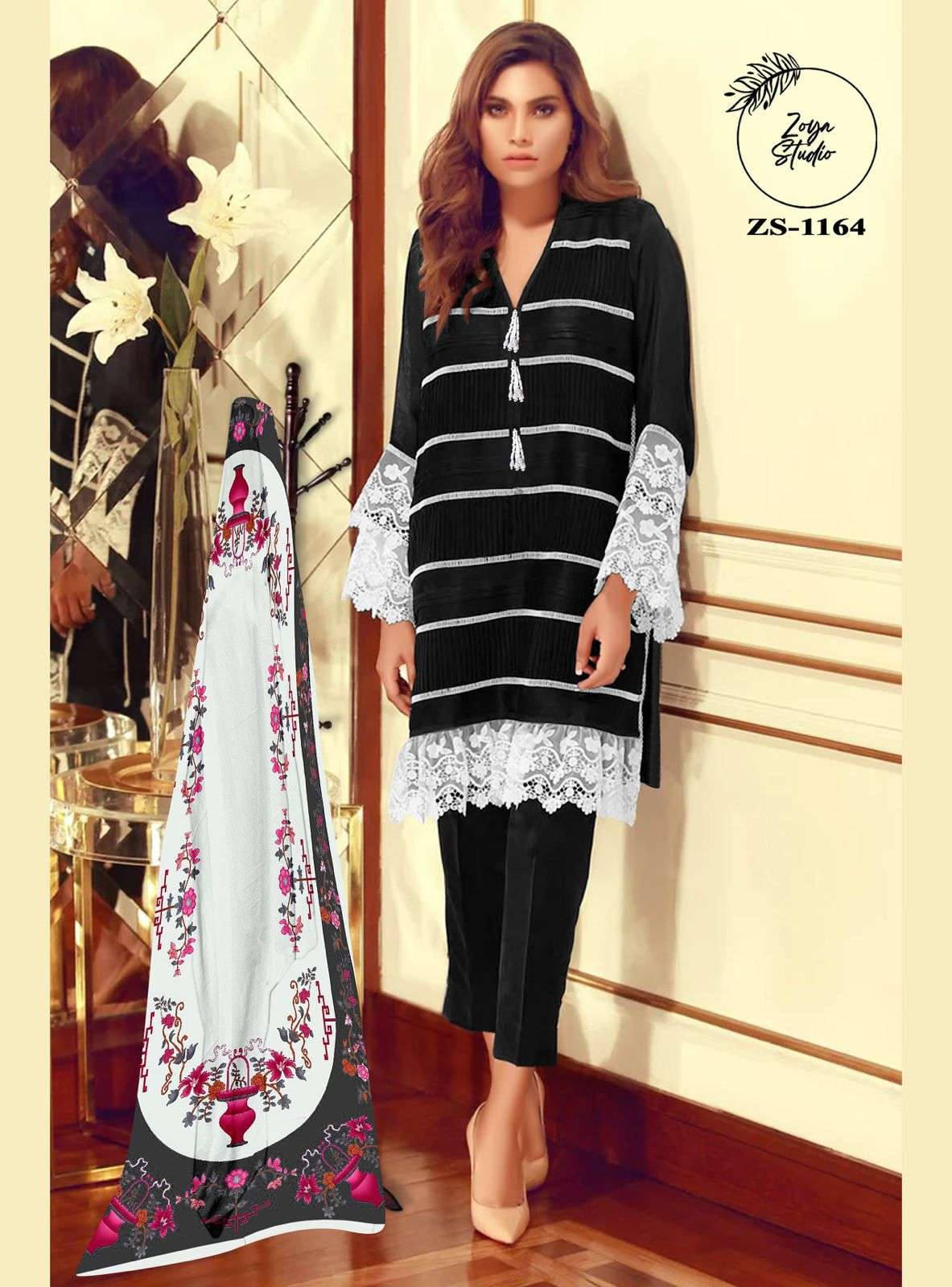 ZS-1164 COLOURS BY ZOYA STUDIO FAUX GEORGETTE HAND WORK READYMADE DRESSES