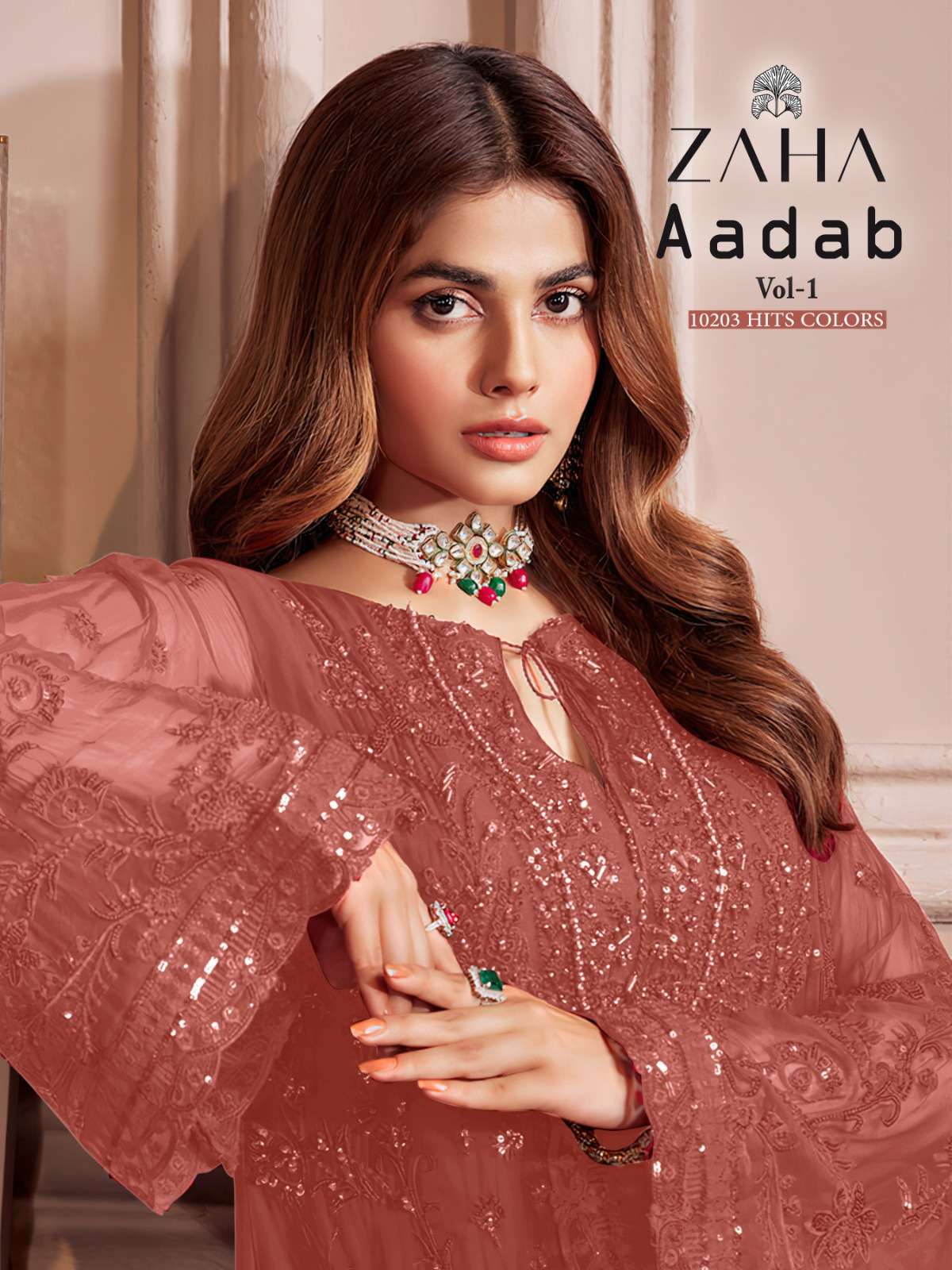 AADAB 10203-A TO 10203-D SERIES BY ZAHA GEORGETTE HEAVY EMBROIDERY PAKISTANI DRESSES