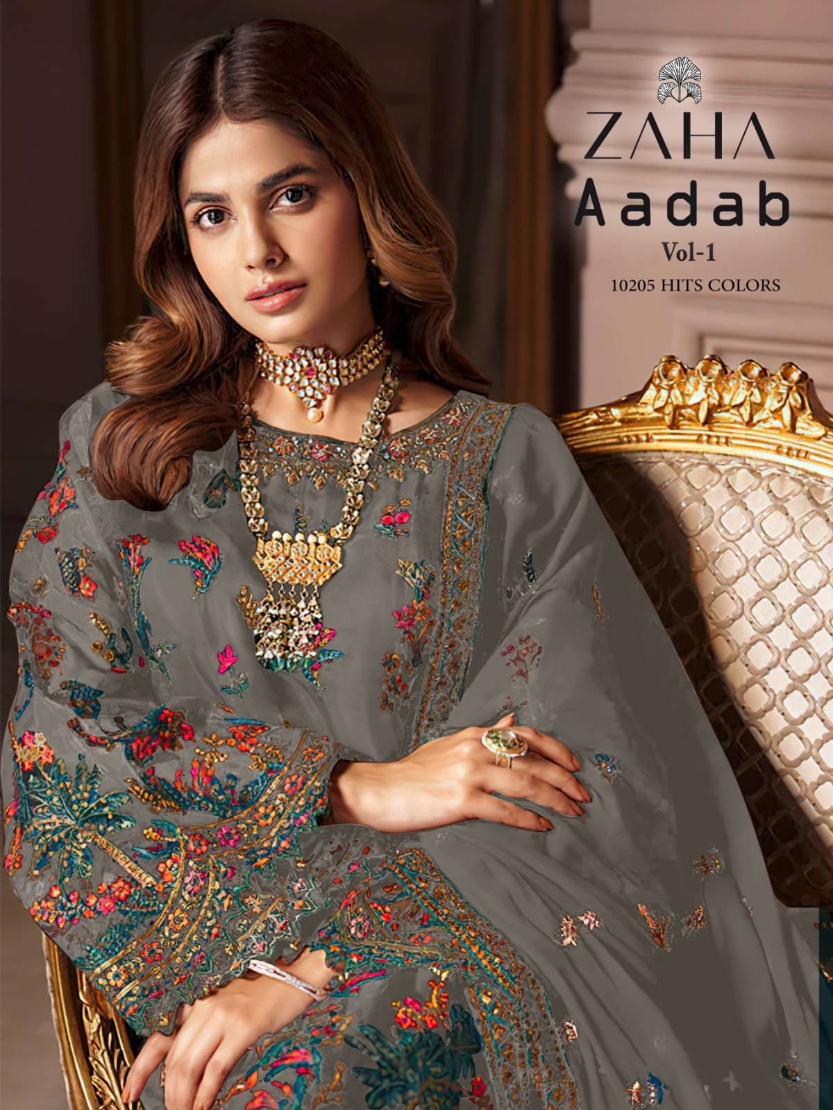 AADAB 10205-A TO 10205-D SERIES BY ZAHA GEORGETTE HEAVY EMBROIDERY WORK DRESSES