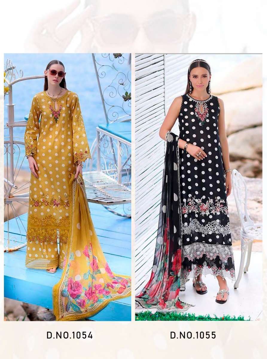 AASHA 1054 & 1055 HITS BY AASHA DESIGNER PURE COTTON PRINT WORK PAKISTANI DRESSES