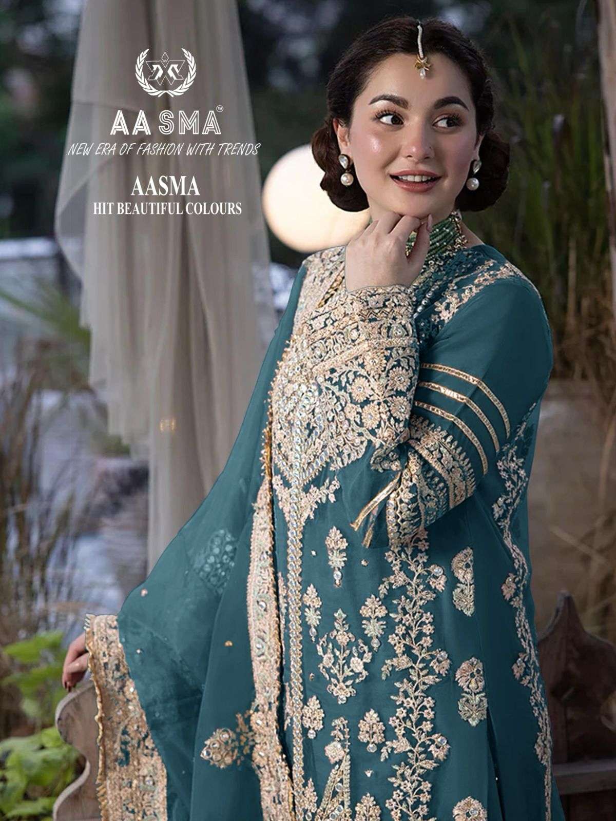 AASMA 203 HIT DESIGN BY AQSAWHOLESALE PURE FAUX GEORGETTE WORK PAKISTANI DRESS