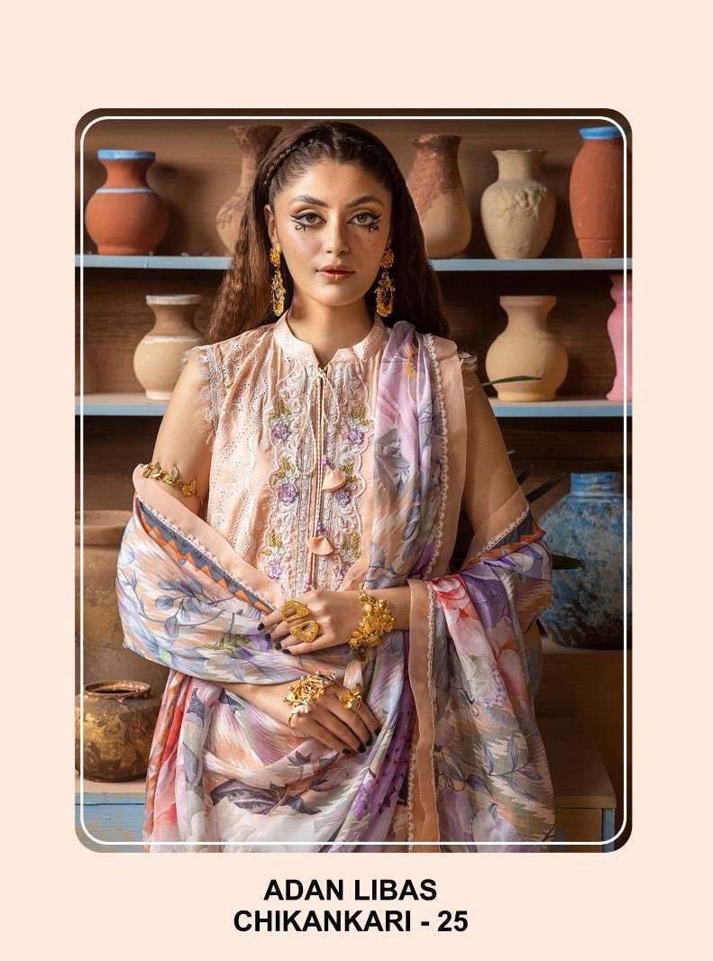 ADAN LIBAS CHIKANKARI-24 BY SANIYA TRENDZ 25001 TO 25004 SERIES COTTON WORK DRESSES