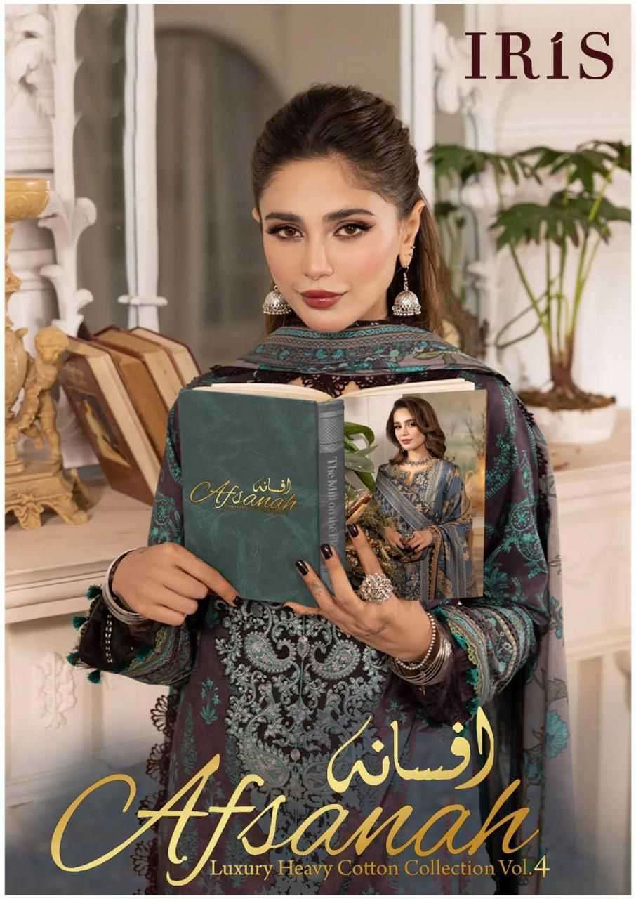 AFSANAH VOL-4 BY IRIS 1031 TO 1040 SERIES PURE COTTON PRINT PAKISTANI DRESSES