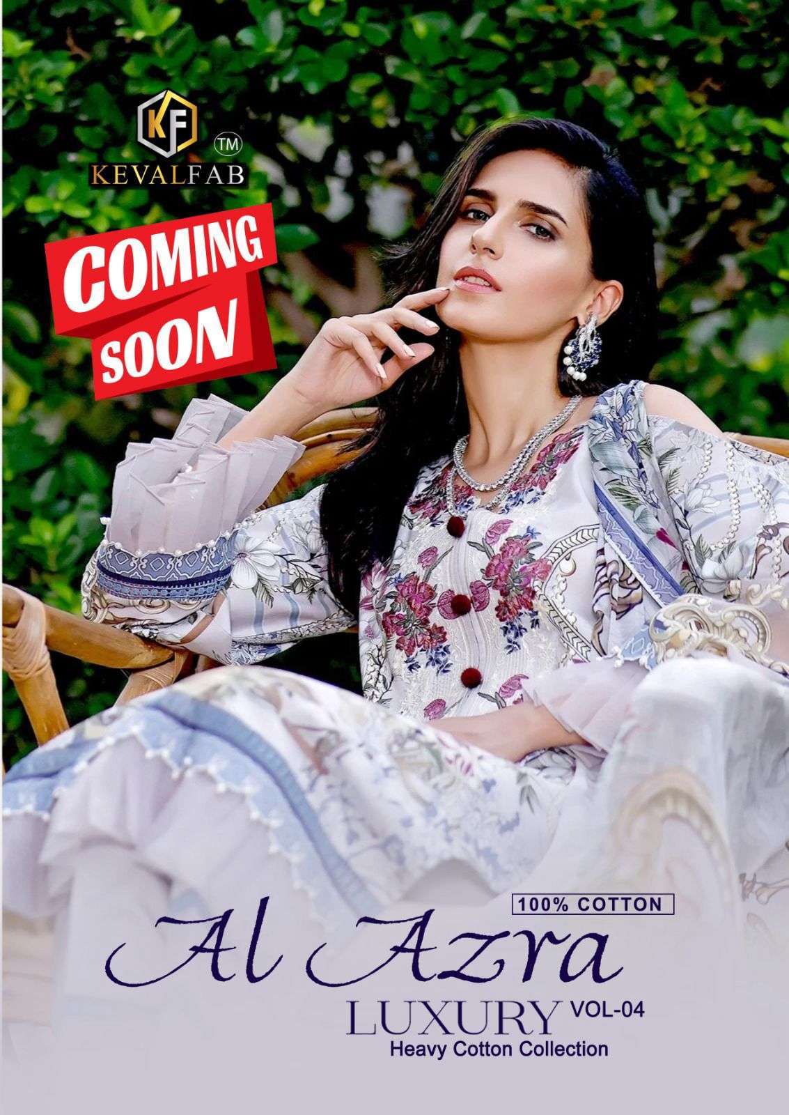 AL AZRA VOL-4 BY KEVAL FAB 4001 TO 4006 SERIES HEAVY COTTON PRINT PAKISTANI DRESSES