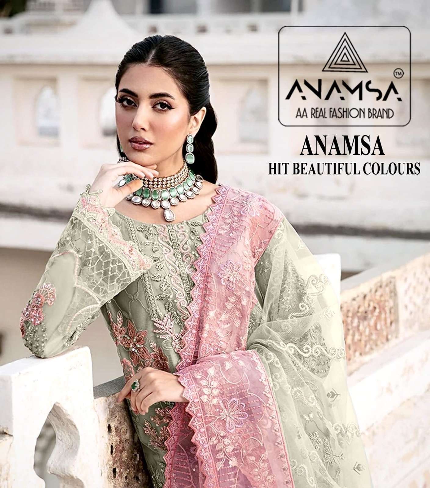 ANAMSA 298 COLOURS BY ANAMSA 298-A TO 298-D SERIES FAUX GEORGETTE WORK PAKISTANI DRESSES