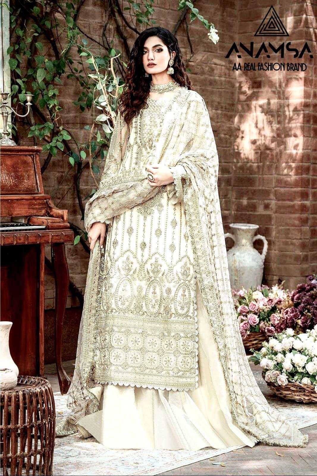 ANAMSA 404 HIT DESIGN BY ANAMSA FAUX GEORGETTE EMBROIDERY WORK PAKISTANI DRESS