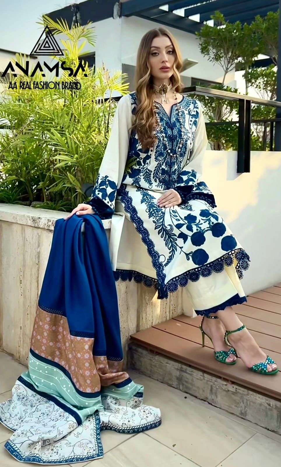 ANAMSA 405 HIT DESIGN BY ANAMSA RAYON COTTON PRINT WORK PAKISTANI DRESS