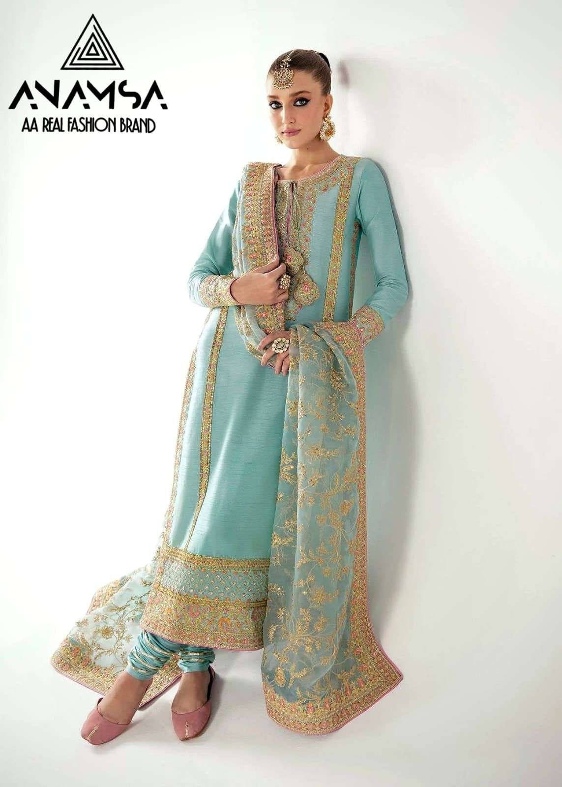 ANAMSA 408 HIT DESIGN BY ANAMSA FAUX GEORGETTE EMBROIDERY WORK PAKISTANI DRESS