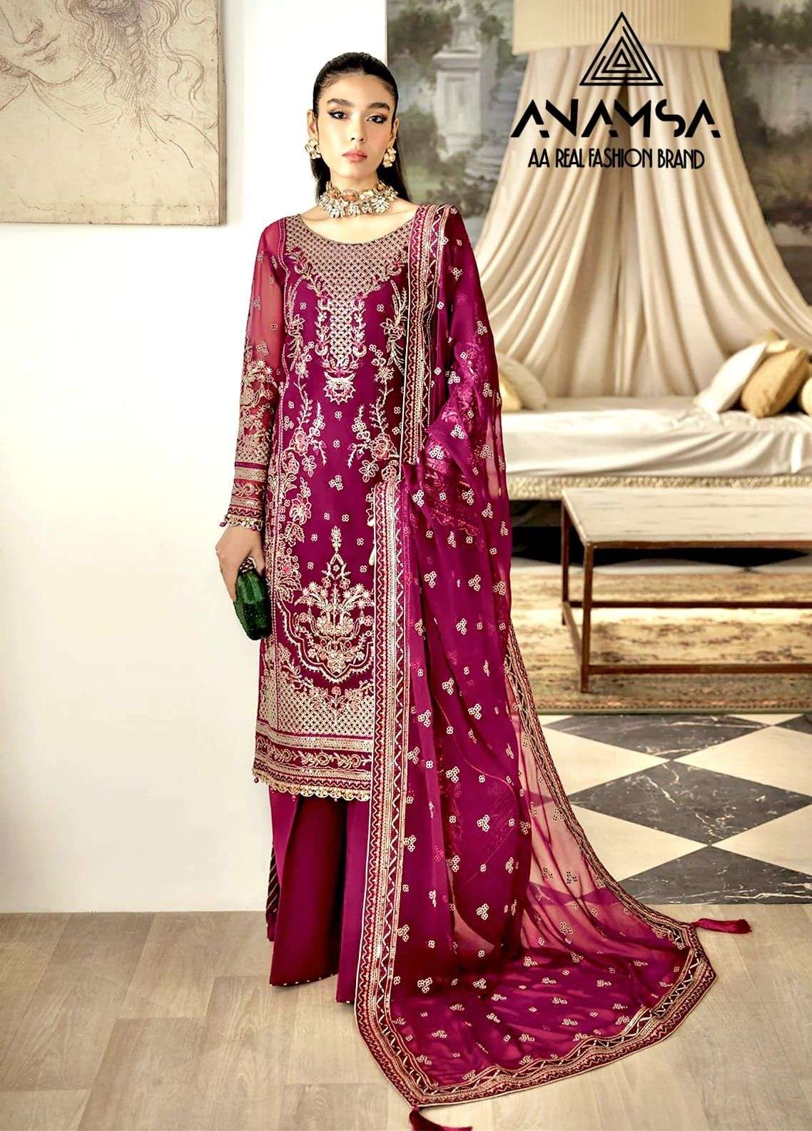 ANAMSA 410 HIT DESIGN BY ANAMSA FAUX GEORGETTE WORK PAKISTANI DRESS