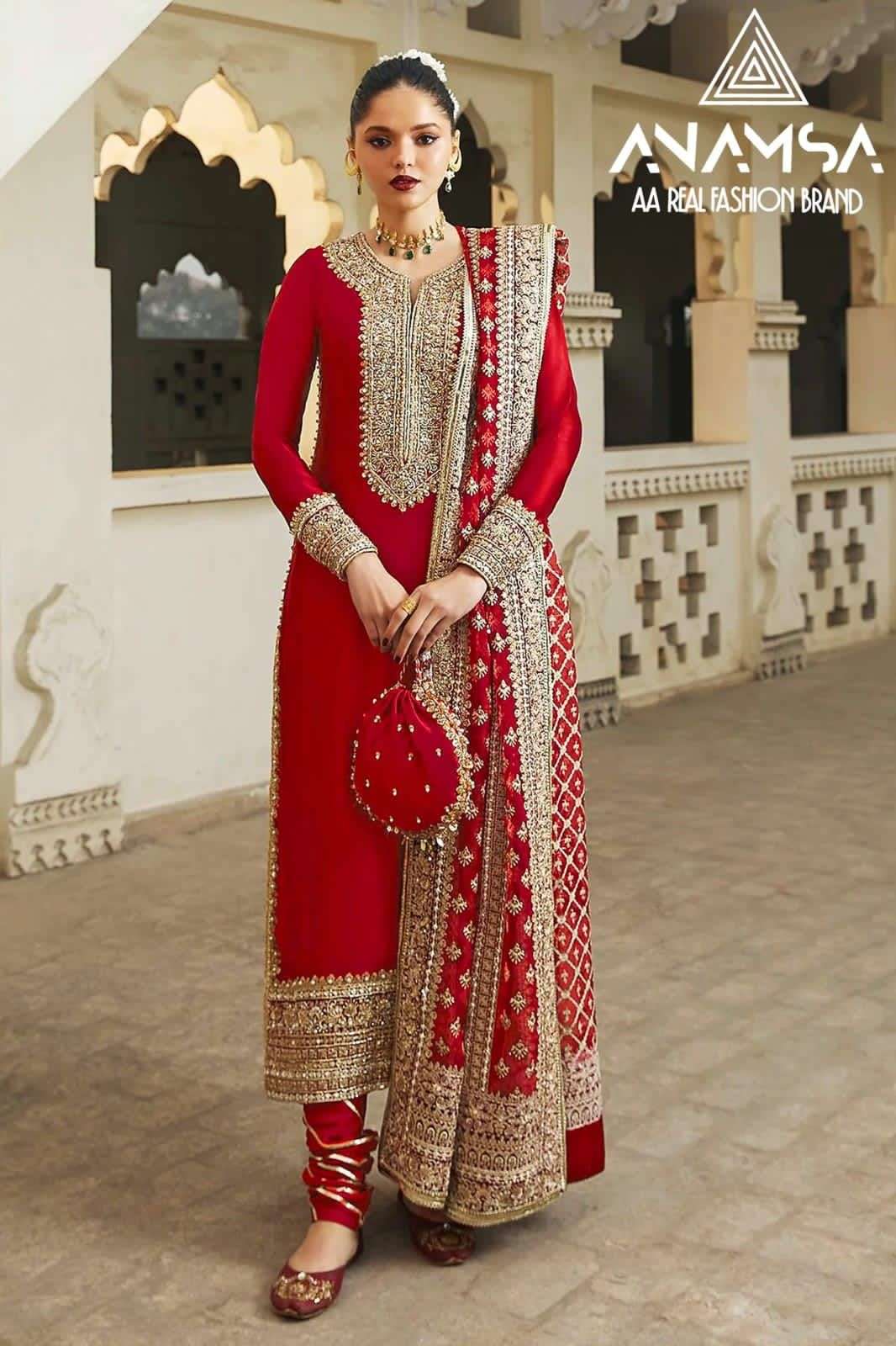 ANAMSA 411 HIT DESIGN BY ANAMSA PURE FAUX GEORGETTE HEAVY WORK PAKISTANI DRESS