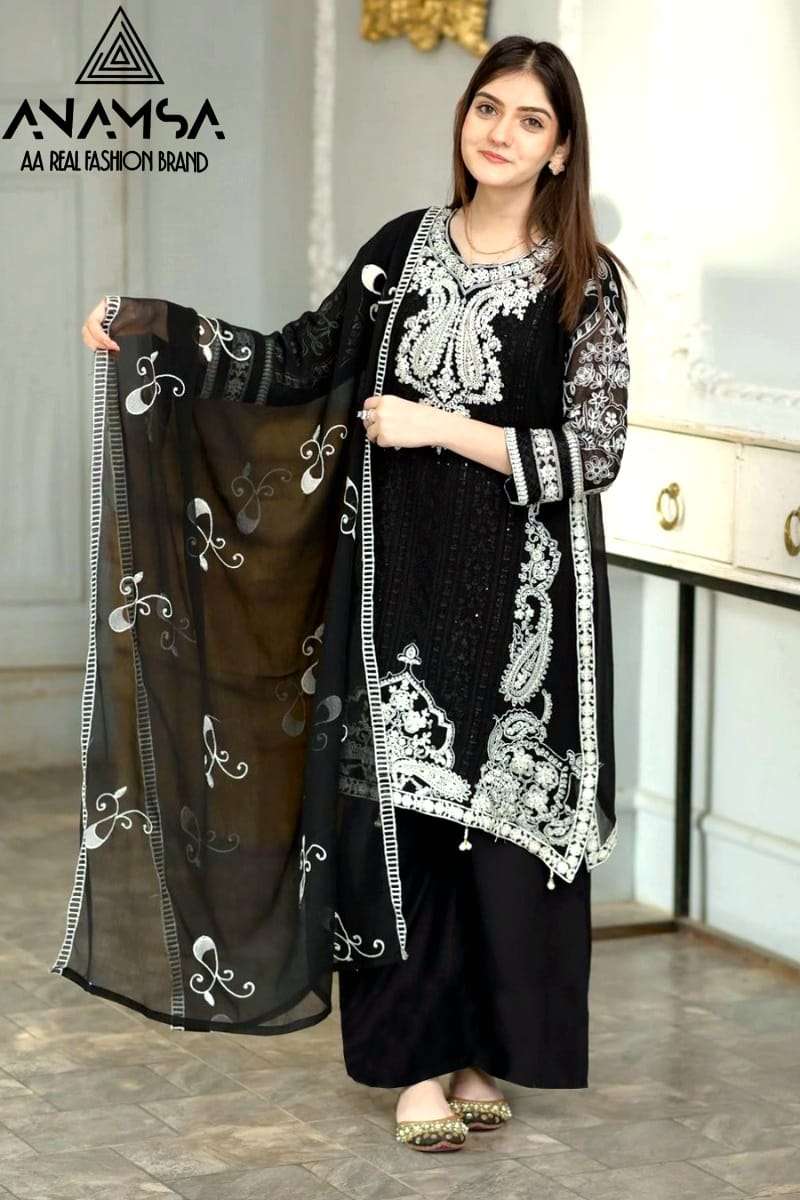 ANAMSA 413 HIT DESIGN BY ANAMSA FAUX GEORGETTE EMBROIDERY WORK PAKISTANI DRESS