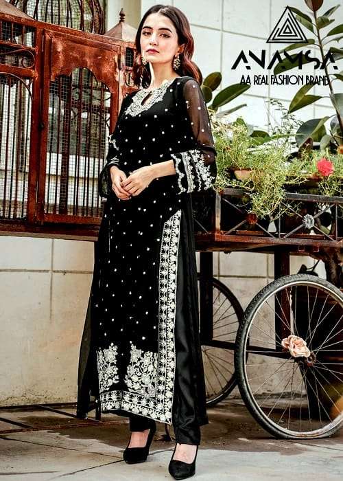 ANAMSA 424 HIT DESIGN BY ANAMSA PURE FAUX GEORGETTE EMBROIDERY WORK DRESS