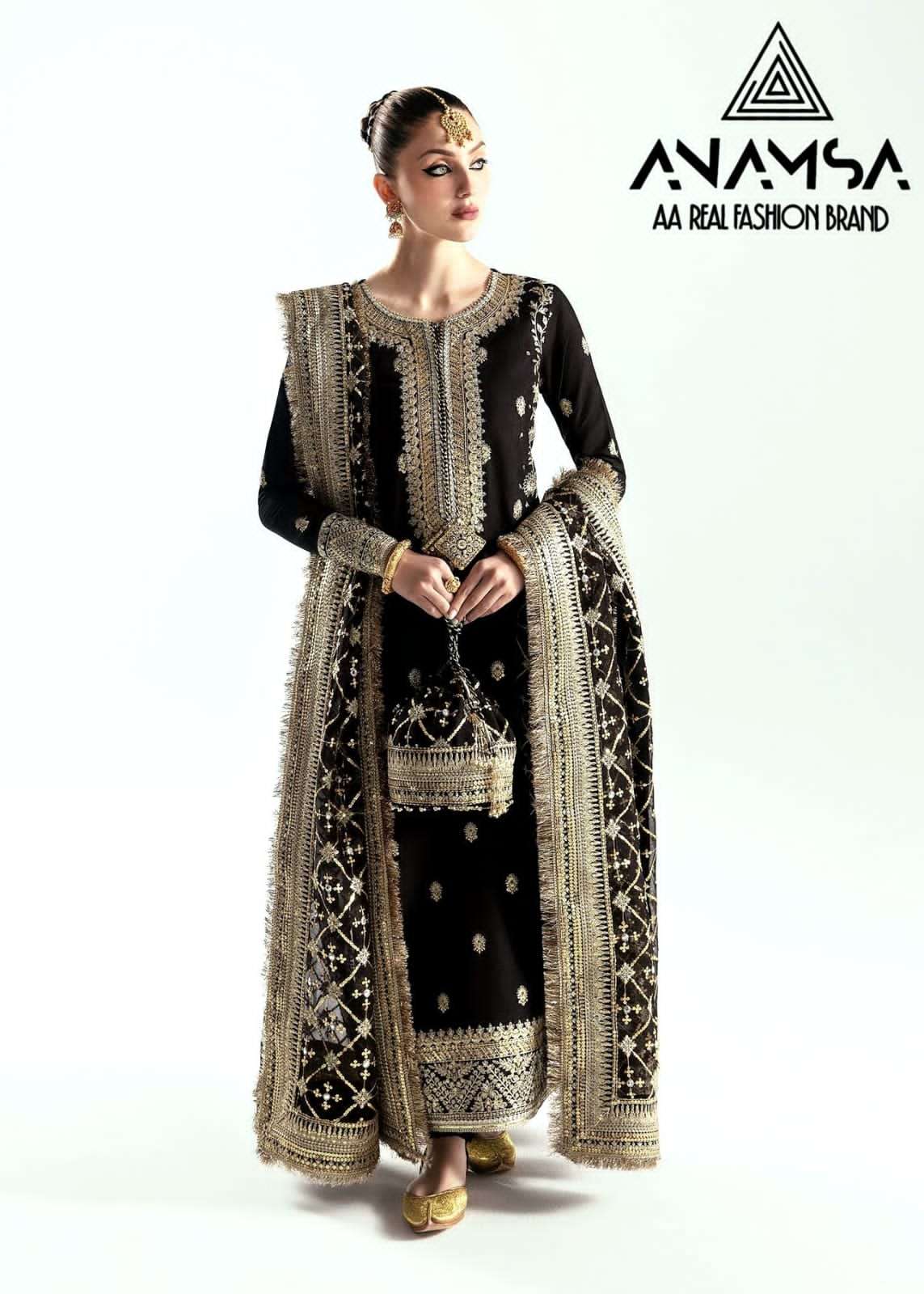 ANAMSA 406 HIT DESIGN BY ANAMSA FAUX GEORGETTE EMBROIDERY WORK PAKISTANI DRESS