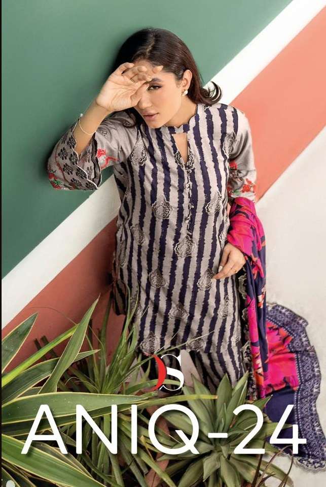 ANIQ-24 BY DEEPSY SUITS 4081 TO 4086 SERIES PURE COTTON PRINT WORK PAKISTANI DRESSES