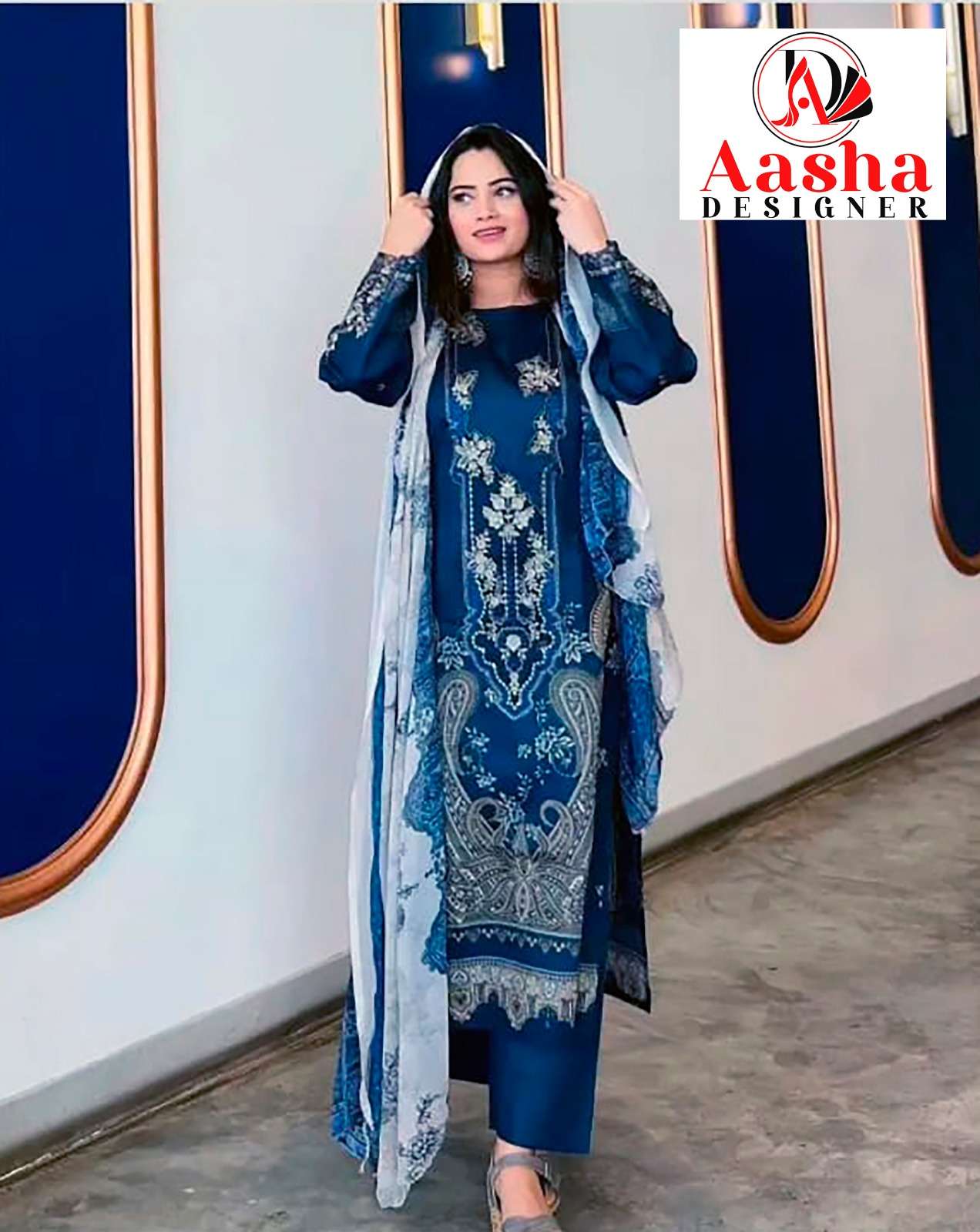 ASD COLOURS BY AASHA DESIGNER PURE COTTON PRINT WORK PAKISTANI DRESSES