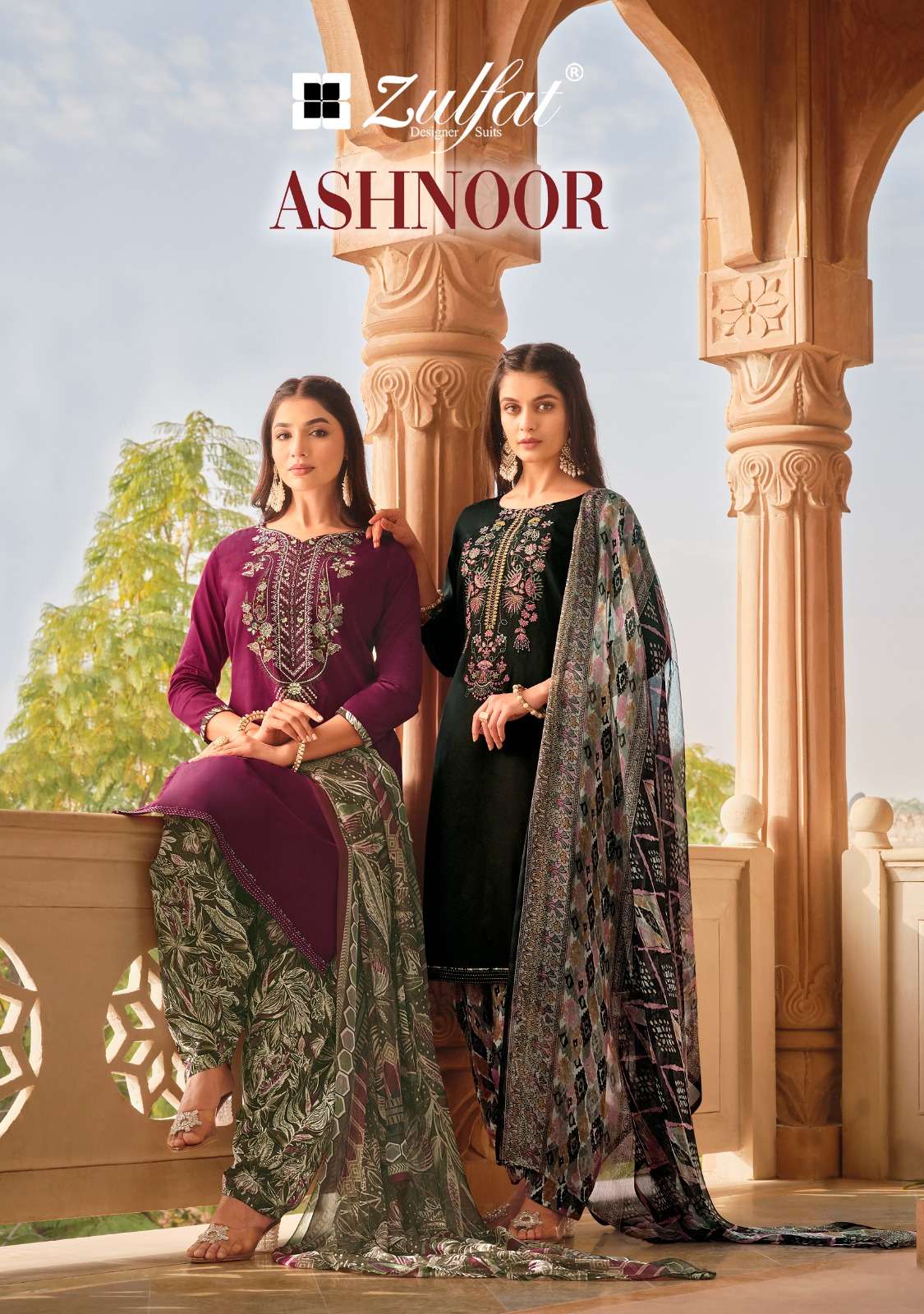 ASHNOOR BY ZULFAT 535-001 TO 535-008 SERIES HEAVY JAM COTTON EMBROIDERY WORK DRESSES