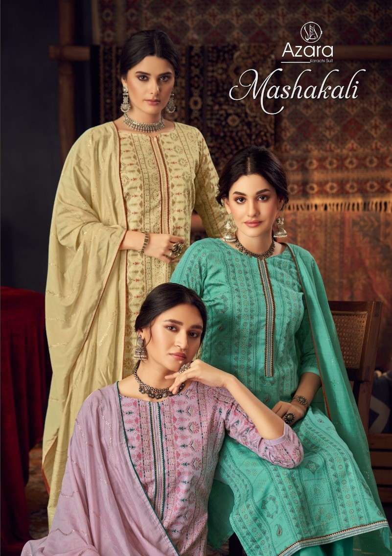 AZARA MASHAKALI BY RADHIKA FASHION 71001 TO 71008 SERIES COTTON PRINT WORK DRESSES