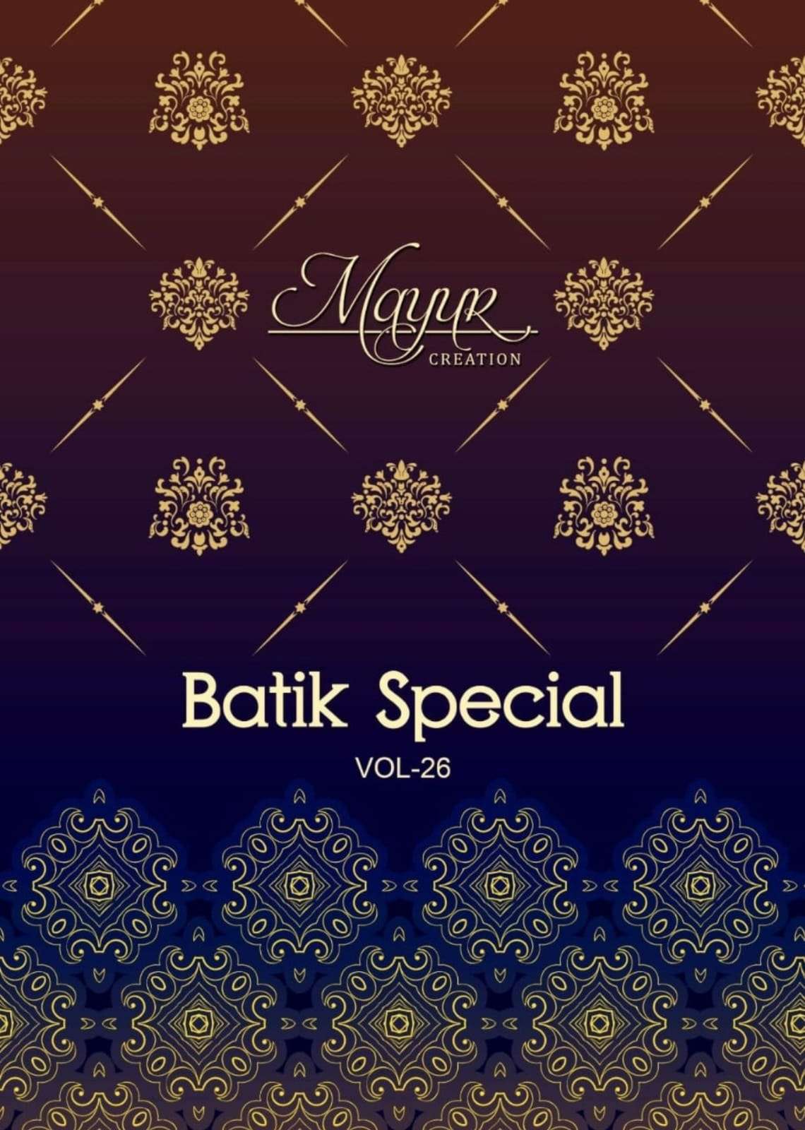 BATIK SPECIAL VOL-26 BY MAYUR CREATION 2601 TO 2610 SERIES COTTON PRINT DRESSES