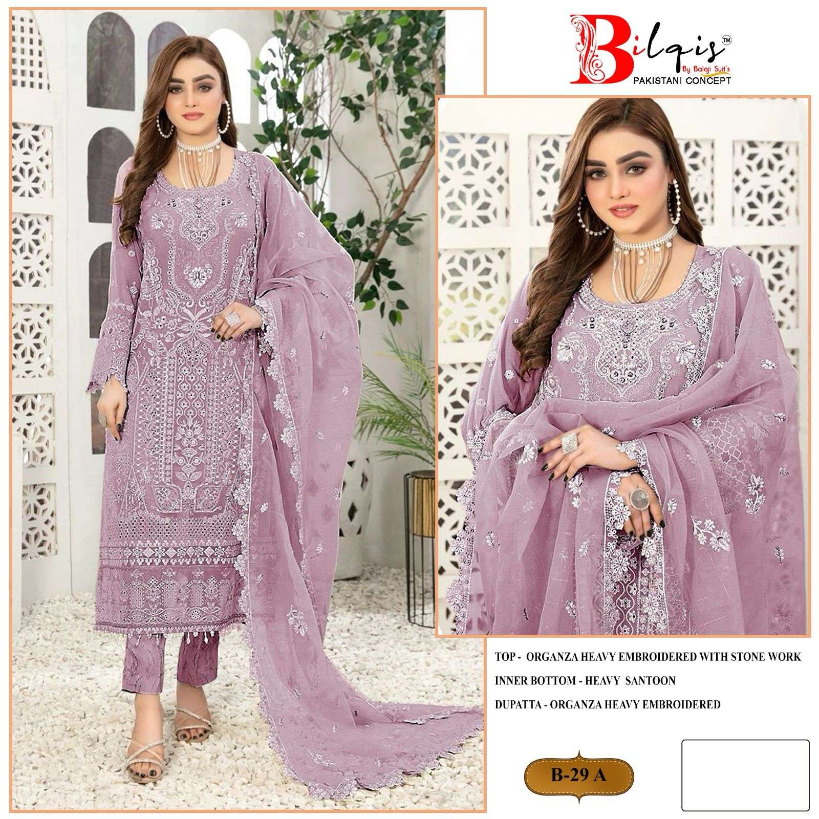 BILQIS 29-A TO 29-D SERIES BY AQSAWHOLESALE ORGANZA HEAVY EMBROIDERY WORK DRESSES