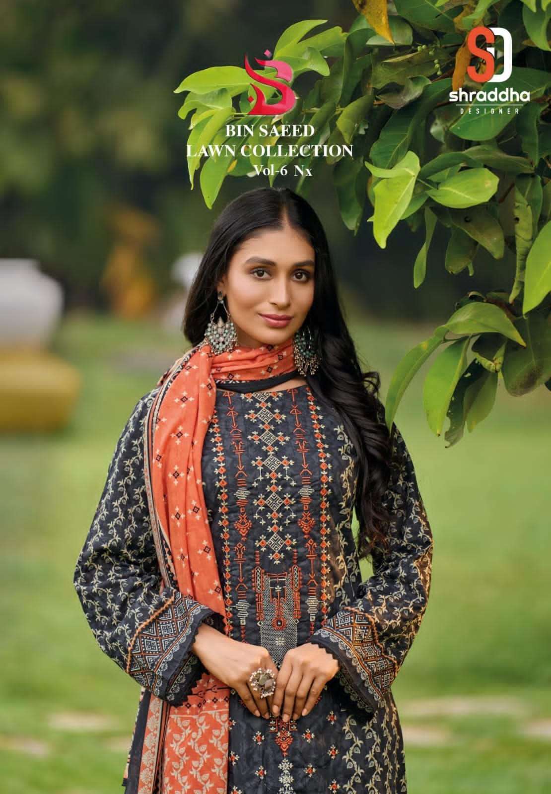 BIN SAEED LAWN COLLECTION VOL-6 NX BY SHRADDHA DESIGNER 1003 TO 1008 COTTON WORK DRESSES