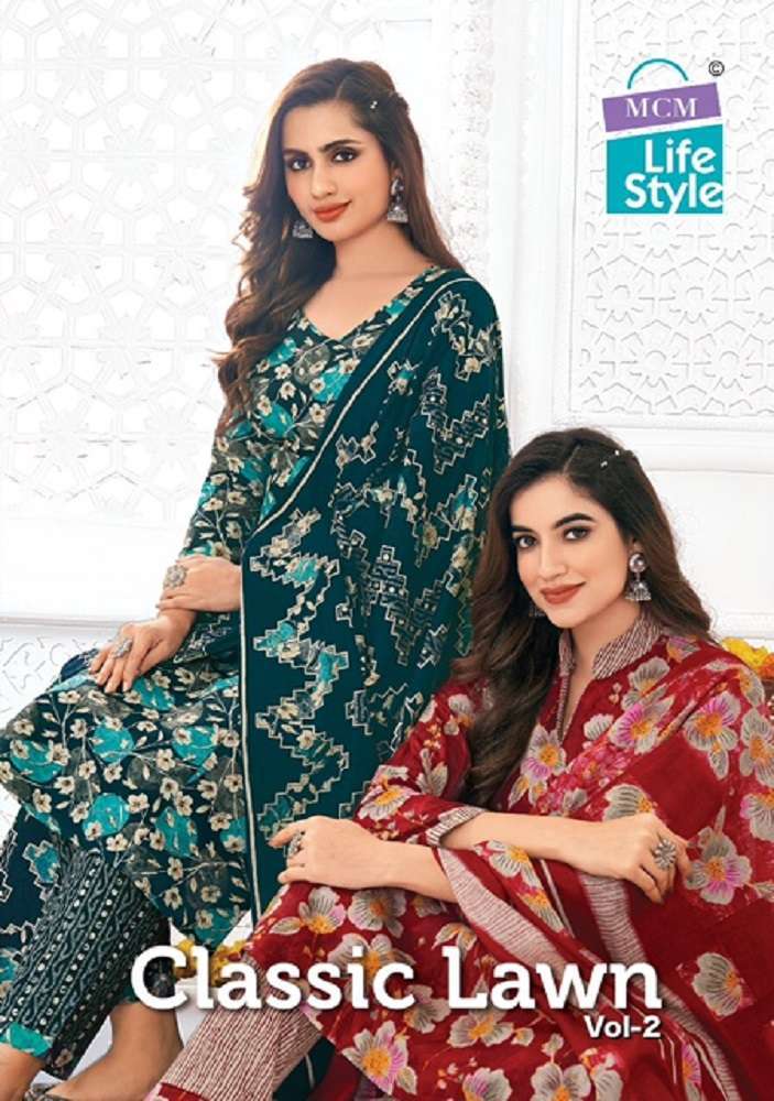 CLASSIC LAWN VOL-2 BY MCM LIFESTYLE 207 TO 218 SERIES LAWN COTTON PRINT DRESSES