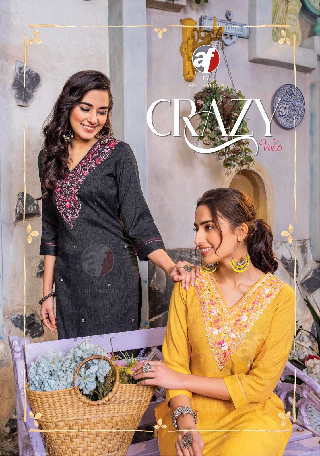 CRAZY VOL-6 BY ANJU FABRICS 3431 TO 3436 SERIES VISCOSE RAYON WORK READYMADE DRESSES