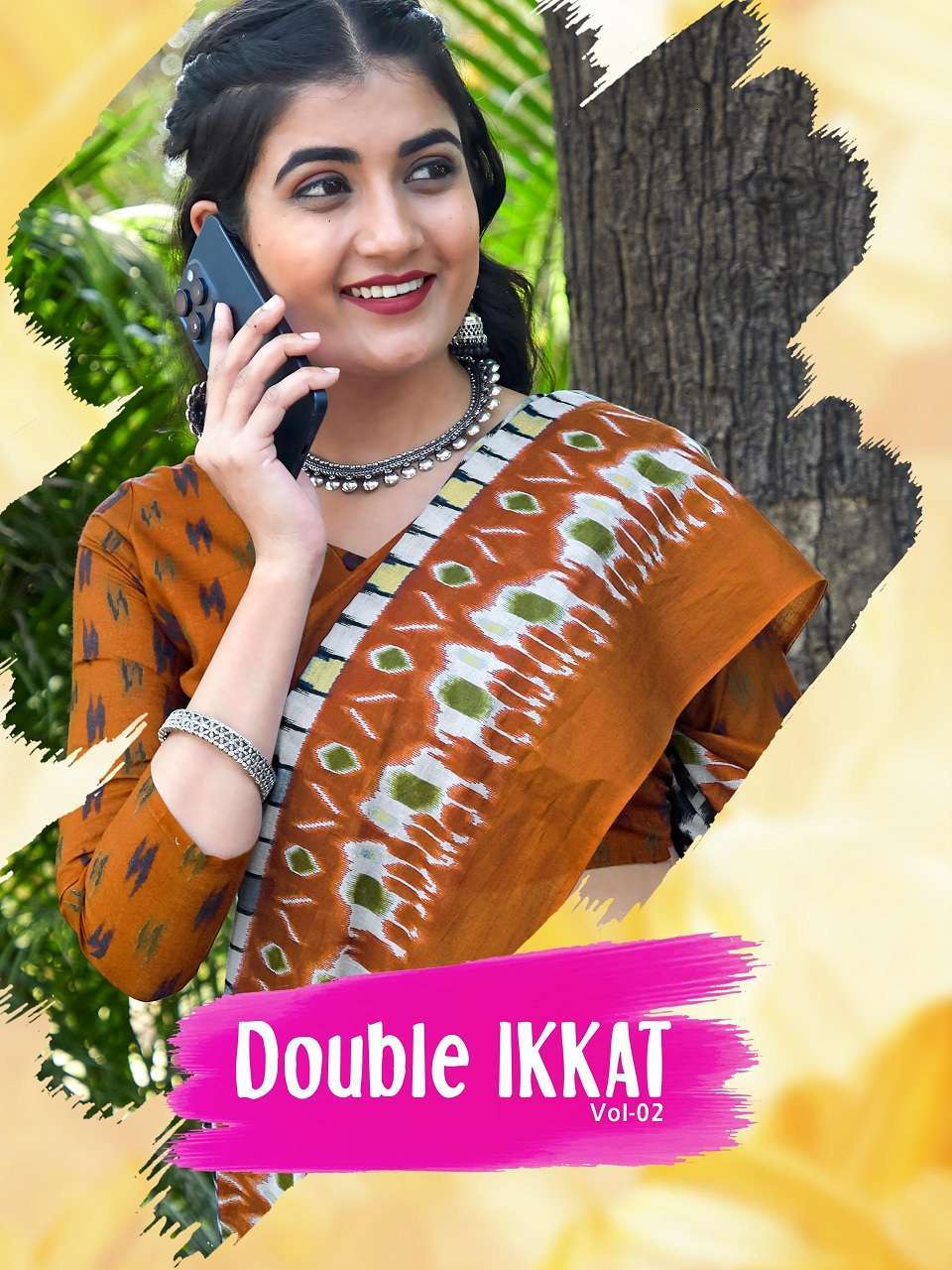 DOUBLE IKKAT VOL-2 BY AQSAWHOLESALE JAIPURI COTTON PRINT SAREES