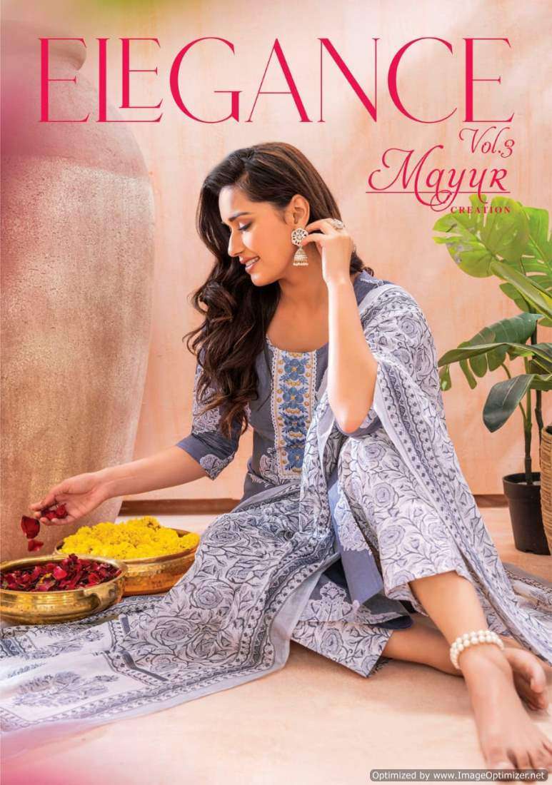 ELEGANCE VOL-3 BY MAYUR CREATION 3001 TO 3010 SERIES COTTON WORK READYMADE DRESSES