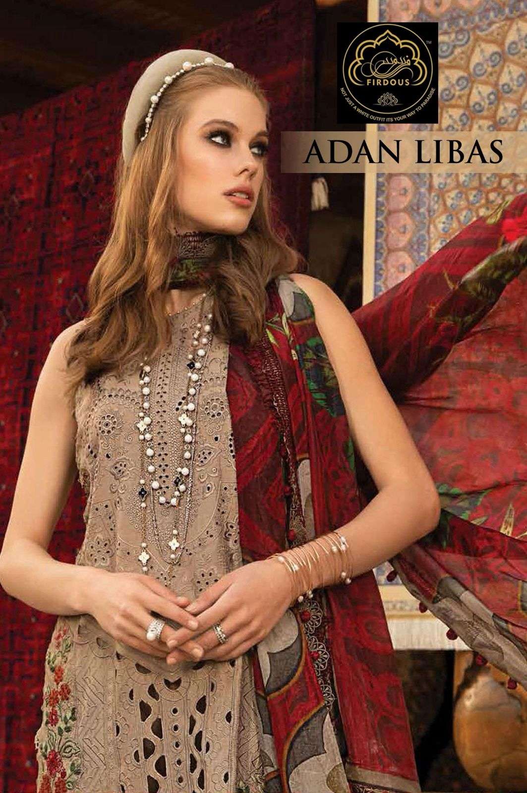 FIRDOUS ADAN LIBAS BY AQSAWHOLESALE 1001 TO 1004 SERIES COTTON PRINT WORK DRESSES