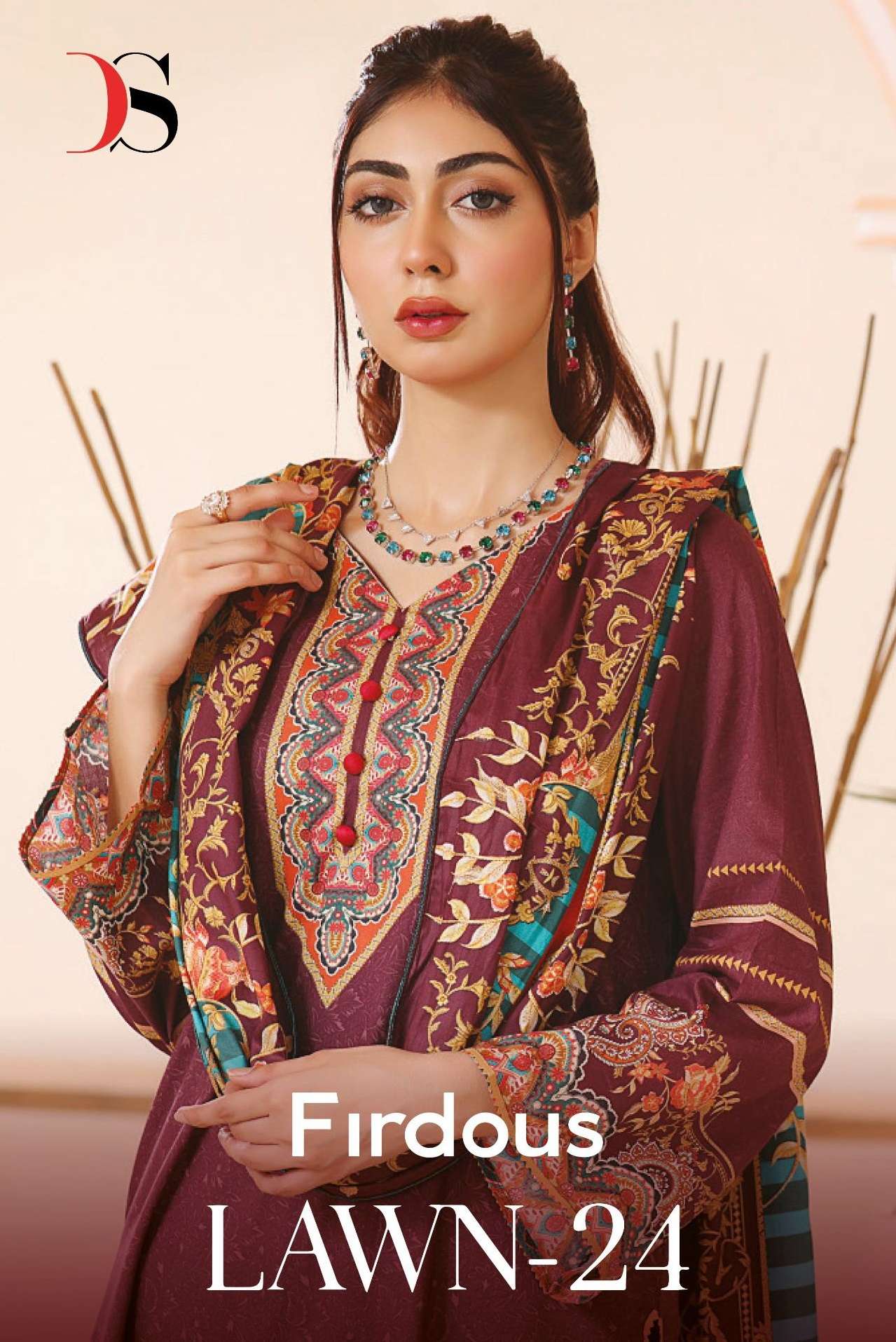 FIRDOUS LAWN-24 BY DEEPSY SUITS 5011 TO 5018 SERIES PURE COTTON PRINT WORK DRESSES