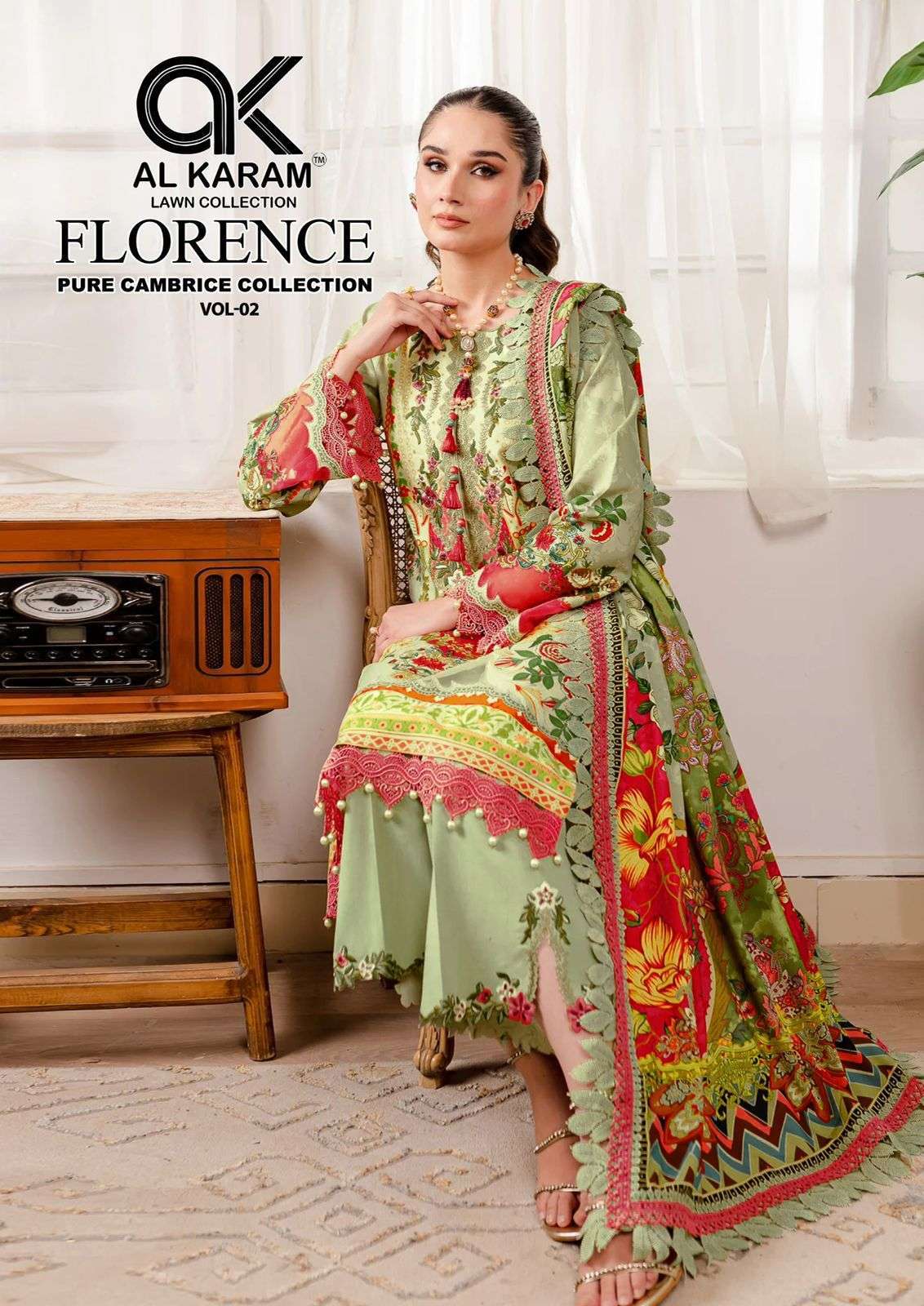 FLORENCE VOL-2 BY AL KARAM 2001 TO 2006 SERIES CAMRIC COTTON PRINT WORK DRESSES